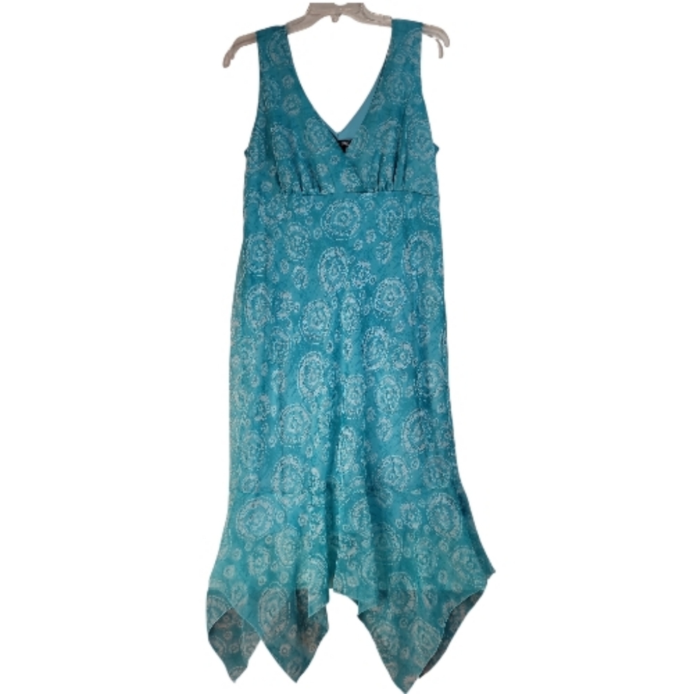 Dress by Jonathan Martin Aqua surplice bodice empire hankerchief hem fairycore